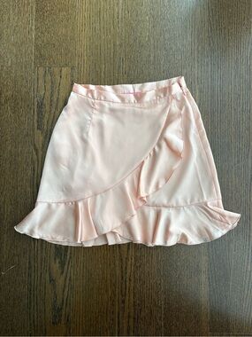 Sugar Thrillz Blush Pink Ruffle Wrap Mini Skirt